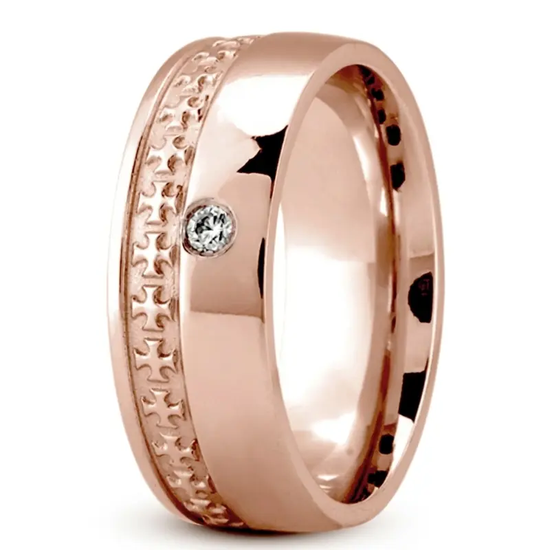 platinum 8mm. high polish Christian-Diamond-Wedding-Band - alternate view 6