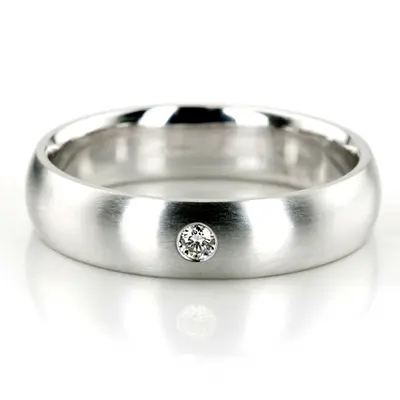 High Polished Solitaire Diamond Wedding Band  - view 1 of 9