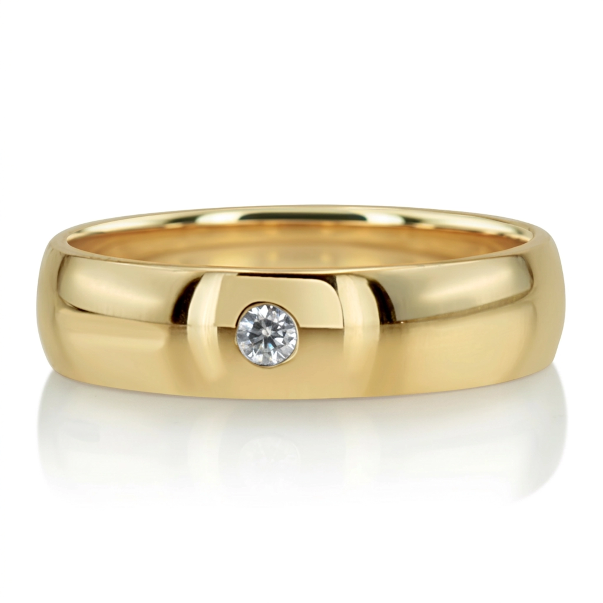 10K yellow gold 6mm. shiny finish diamond-dome-wedding - alternate view 9