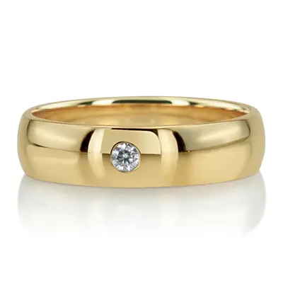 High Polished Solitaire Diamond Wedding Band  - view 9 of 9