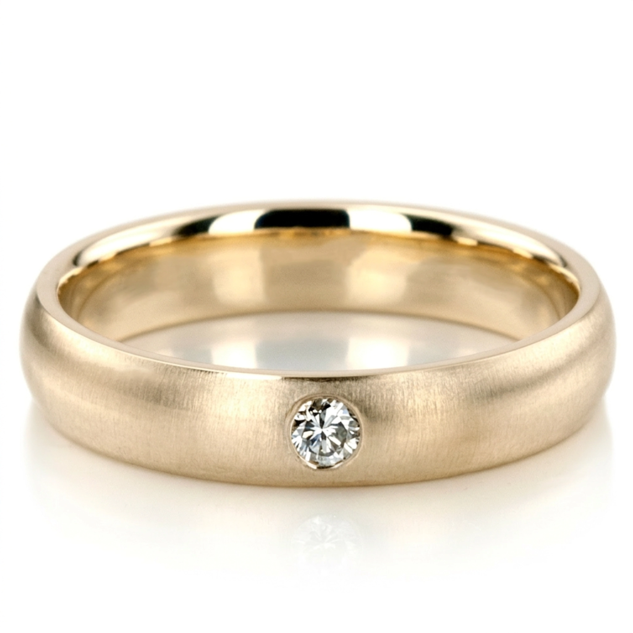 10K yellow gold 5mm. cross satin diamond-dome-wedding - alternate view 8