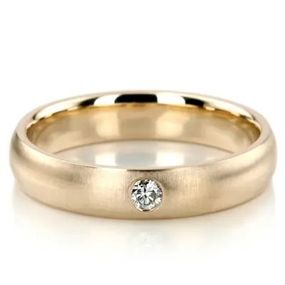 High Polished Solitaire Diamond Wedding Band  - view 8 of 9