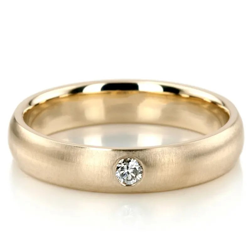14K yellow gold 5mm. cross satin diamond-dome-wedding - alternate view 3