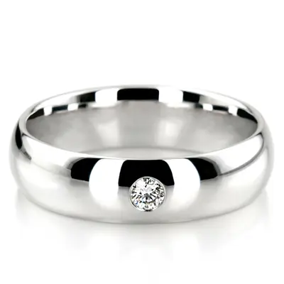High Polished Solitaire Diamond Wedding Band  - view 7 of 9