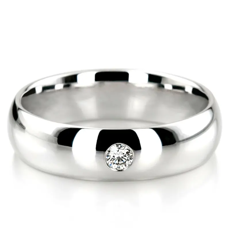 14K white gold 6mm. high polish diamond-dome-wedding - alternate view 8