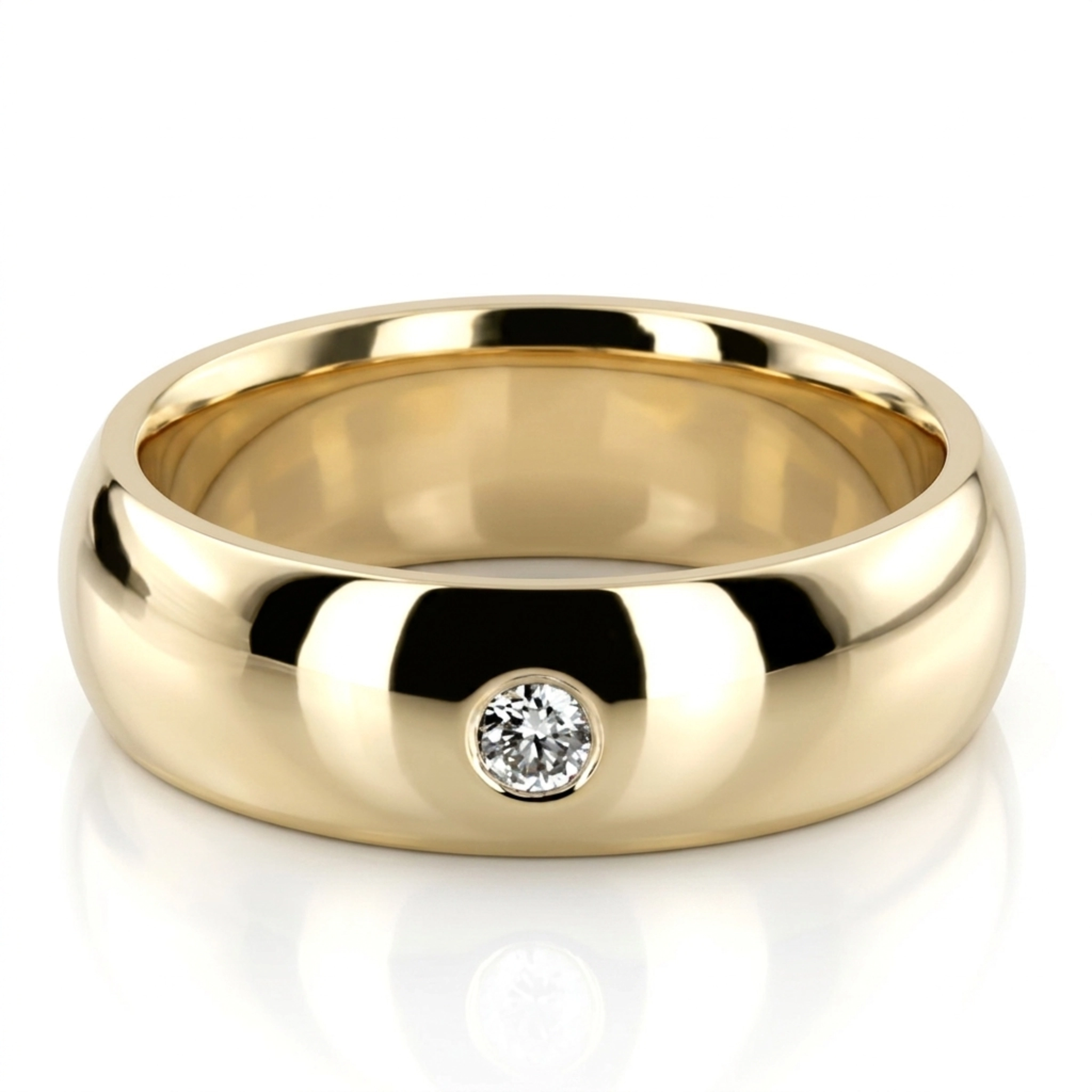 10K yellow gold 6mm. high polish diamond-dome-wedding - alternate view 6