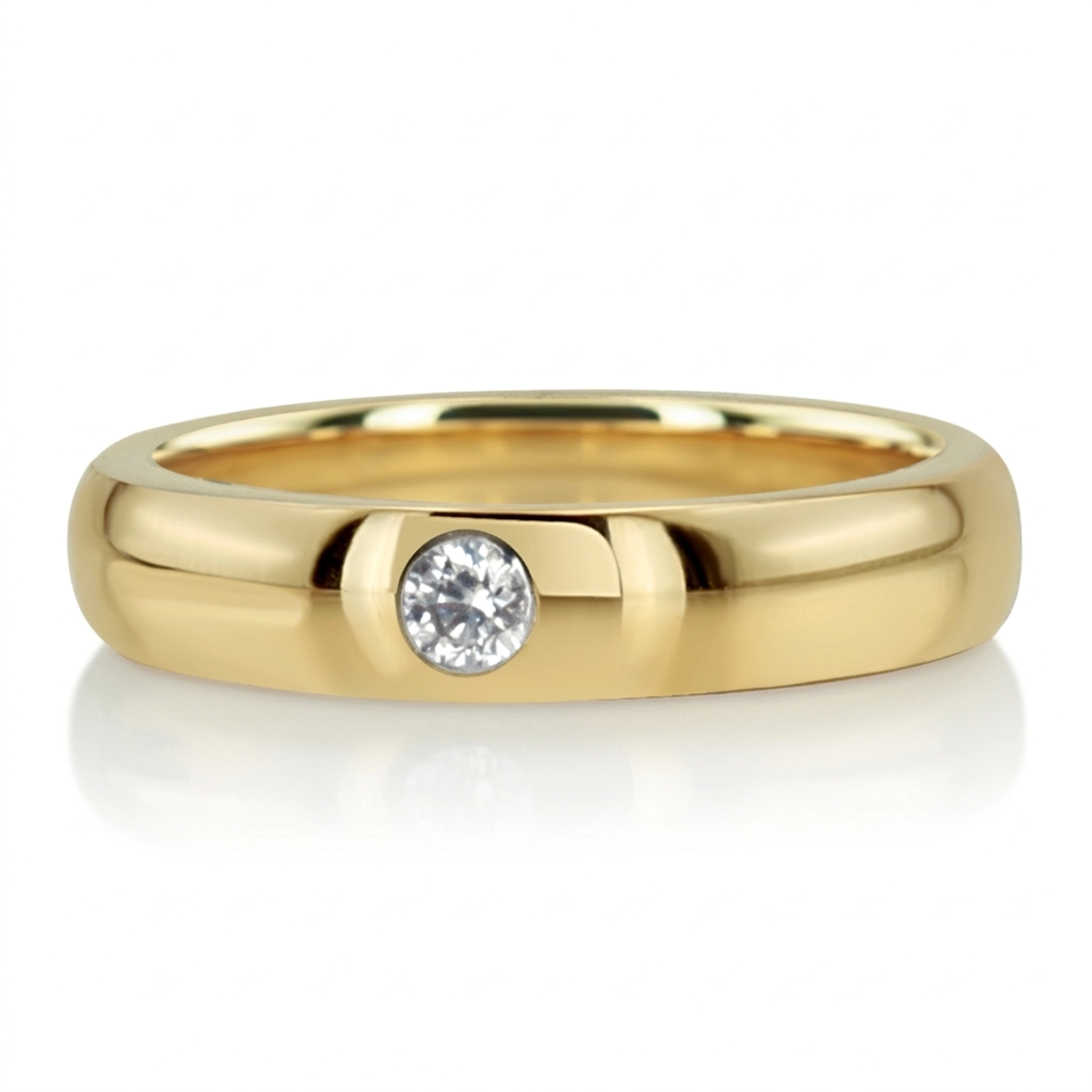 10K yellow gold 4mm. shiny finish diamond-dome-wedding - alternate view 3