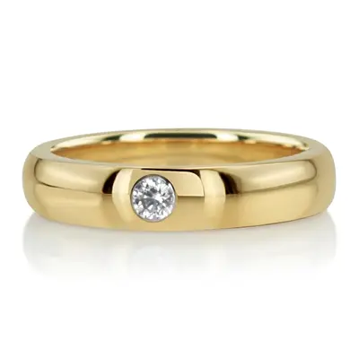 High Polished Solitaire Diamond Wedding Band  - view 2 of 9