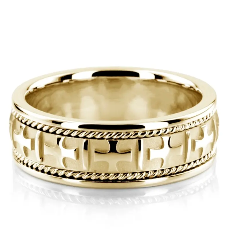 14K yellow gold 8mm. high polish Hand-made-wedding-ring - alternate view 3