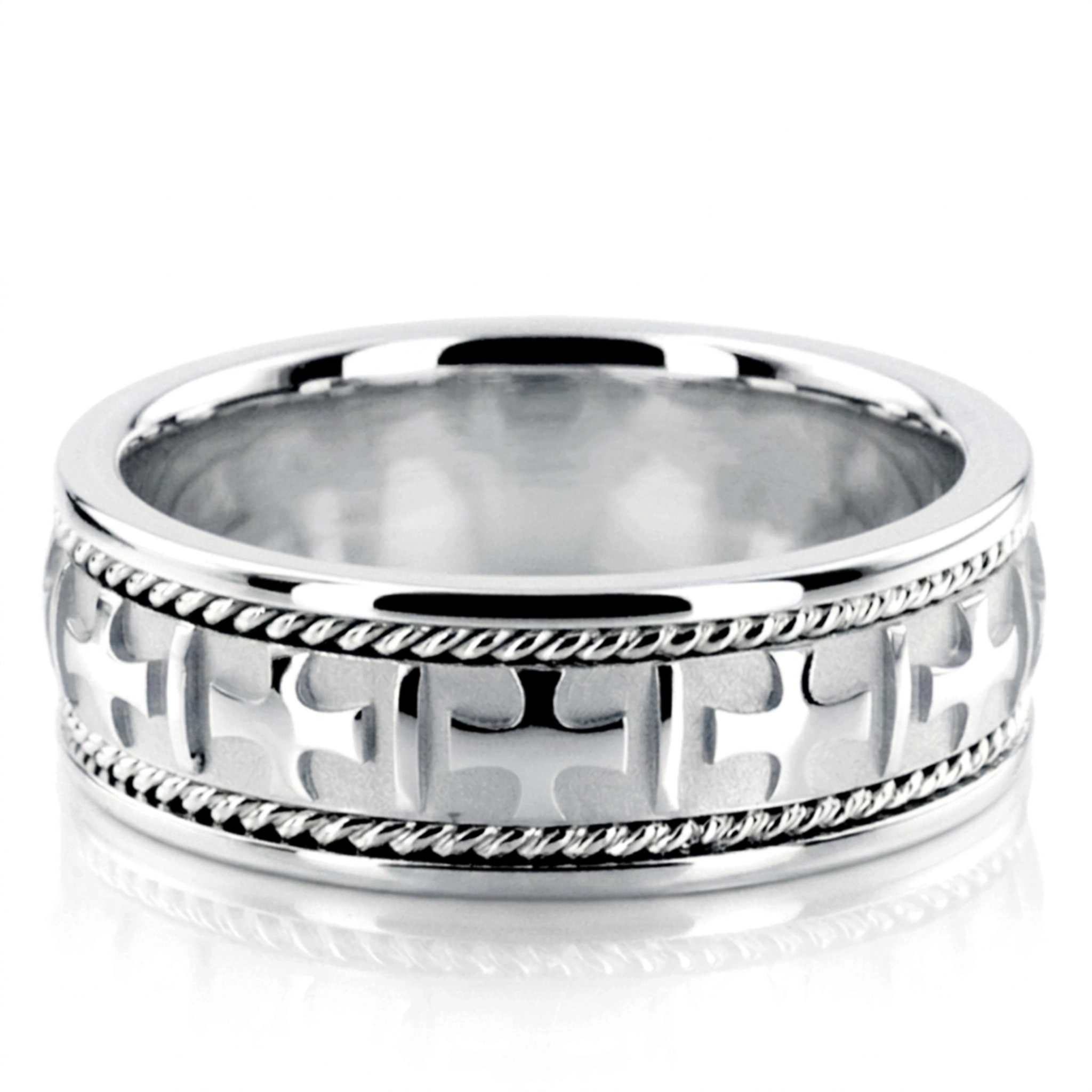 10K white gold 8mm. high polish Hand-made-wedding-ring - alternate view 4