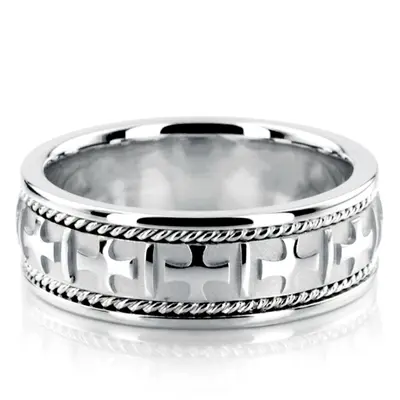 Two-Tone Cross Religious Wedding Band  - view 4 of 5