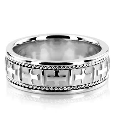 Two-Tone Cross Religious Wedding Band  - view 2 of 5