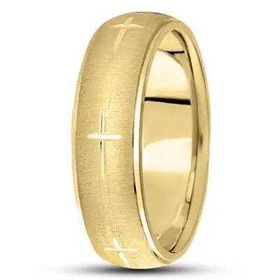 Exquisite Cross Carved Design Wedding Ring  - view 6 of 7