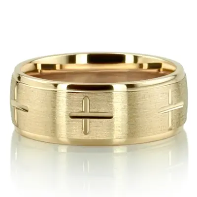 Exquisite Cross Carved Design Wedding Ring  - view 7 of 7