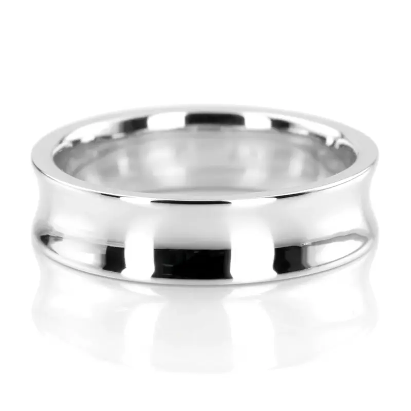 10K white gold 6mm. high polish Concave-Classic-Wedding-Band - main view