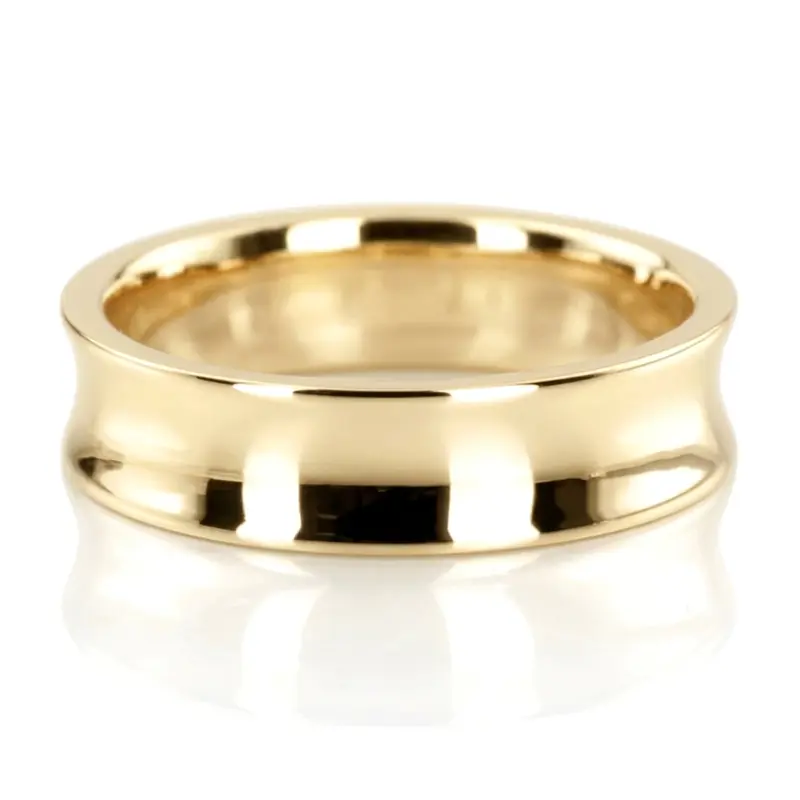 10K yellow gold 6mm. high polish Concave-Classic-Wedding-Band - alternate view 2