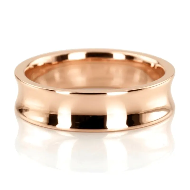 10K pink gold 6mm. high polish Concave-Classic-Wedding-Band - alternate view 3