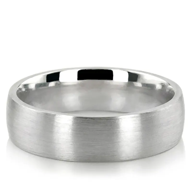 10K white gold 6mm. satin Satin-Finish-Plain-Wedding-Band - main view