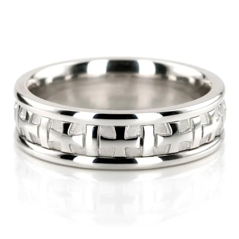platinum 7mm. high polish Hand-made-wedding-ring - main view