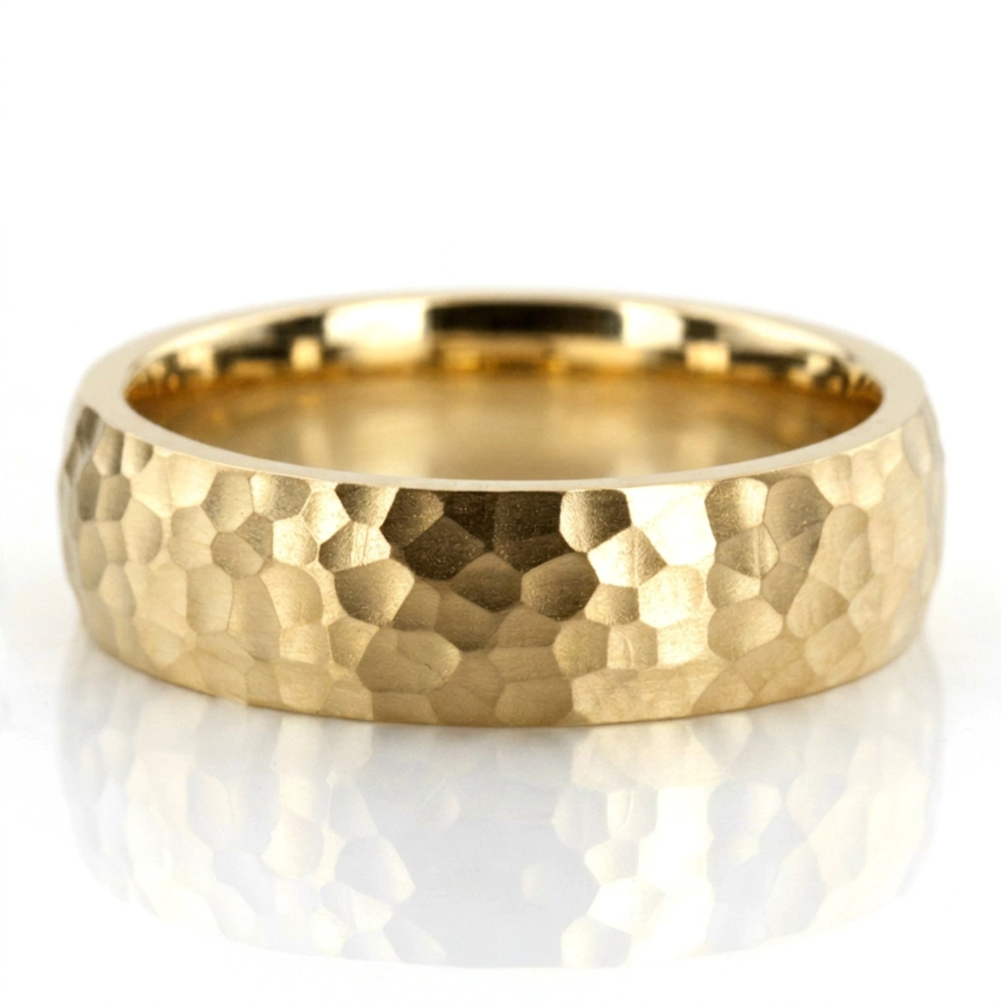 14K yellow gold 6mm. hammer hammered-basic-wedding-ring - alternate view 6