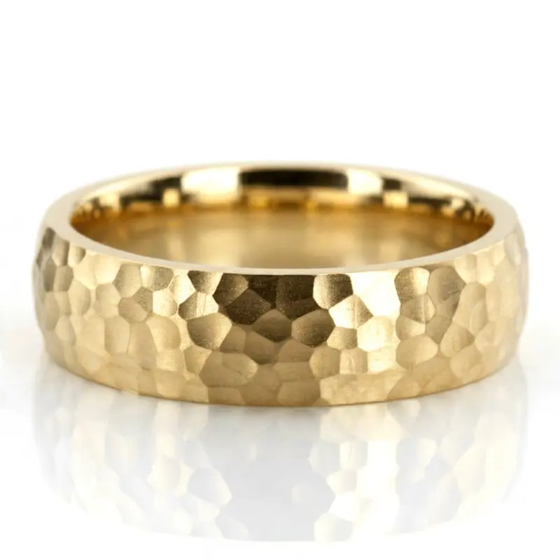 10K yellow gold 6mm. hammer hammered-basic-wedding-ring - alternate view 6