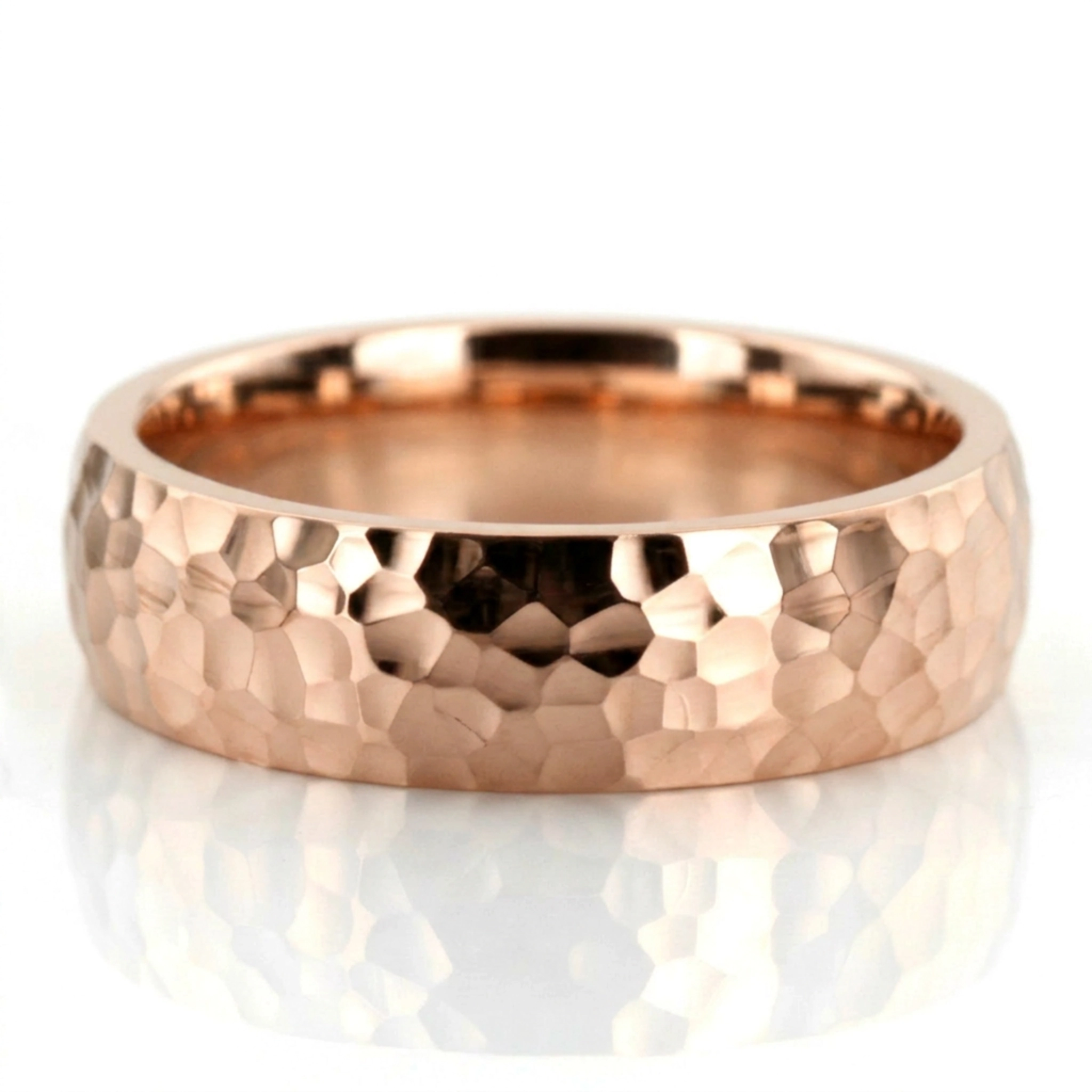 14K pink gold 6mm. hammer hammered-basic-wedding-ring - alternate view 7