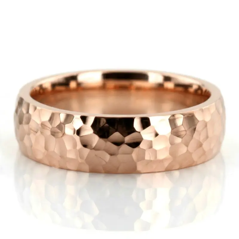 10K pink gold 6mm. hammer hammered-basic-wedding-ring - alternate view 7