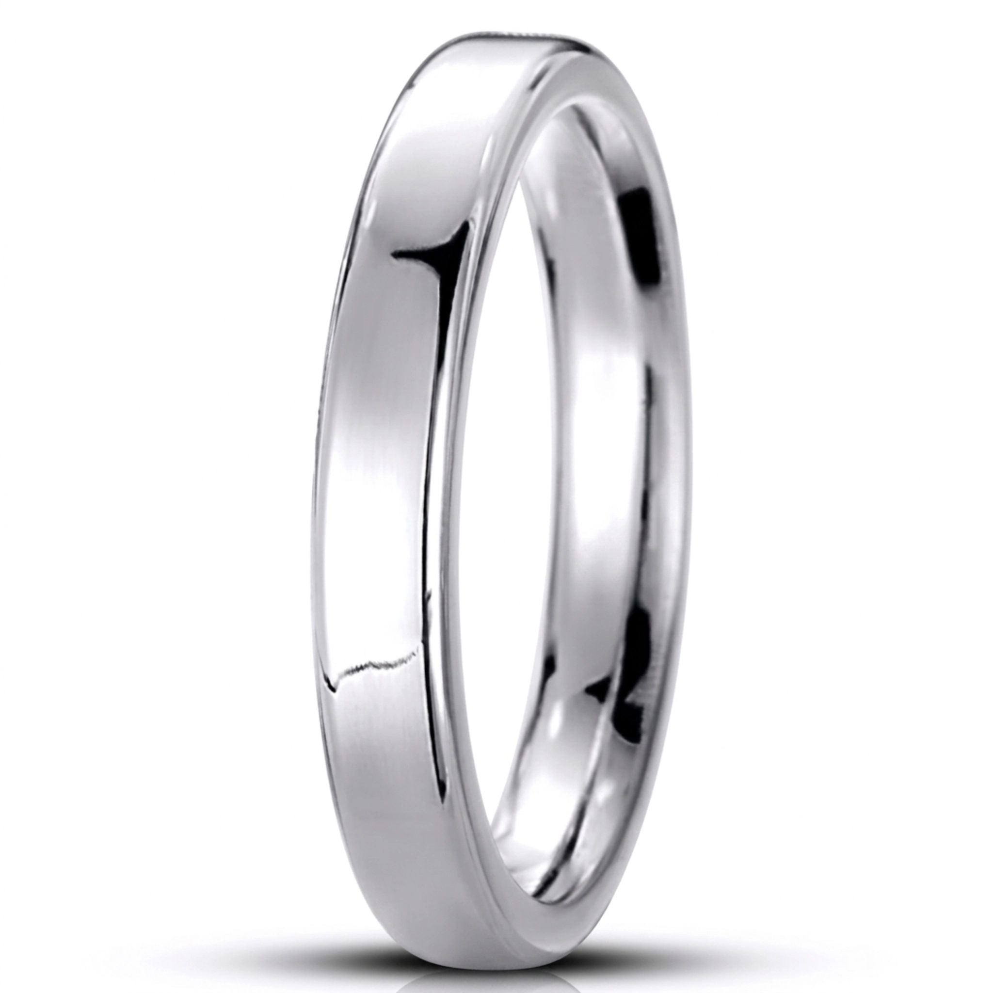 10K white gold 3.5mm. high polish soft-edge-flat-comfort-fit-wedding-band - main view