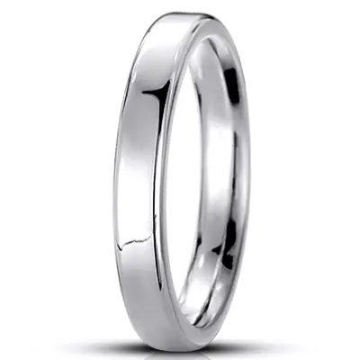 10K white gold 3.5mm. high polish soft-edge-flat-comfort-fit-wedding-band - main view thumbnail