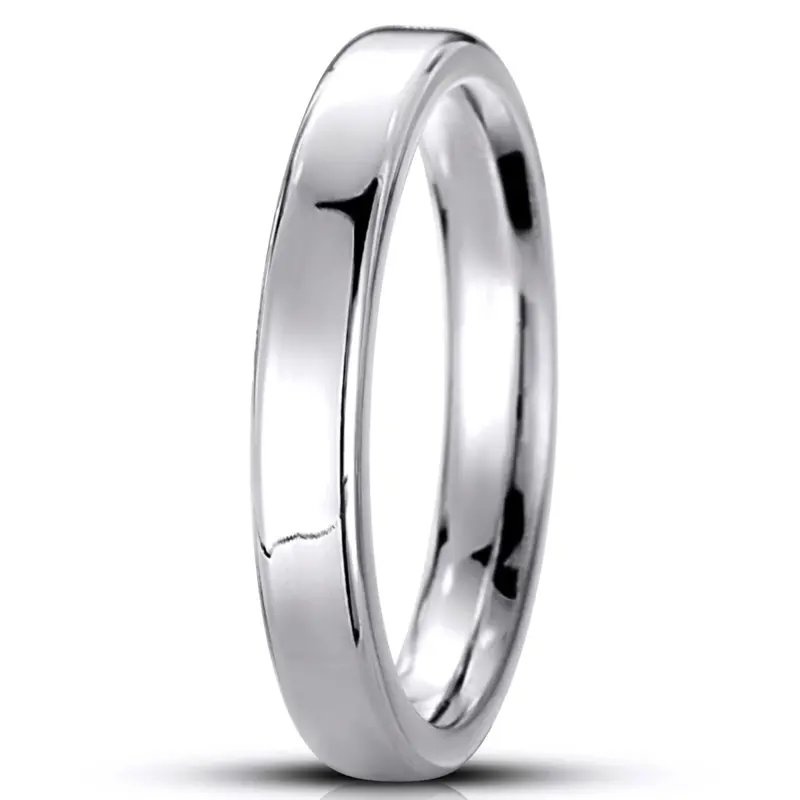 10K white gold 3.5mm. high polish soft-edge-flat-comfort-fit-wedding-band - main view