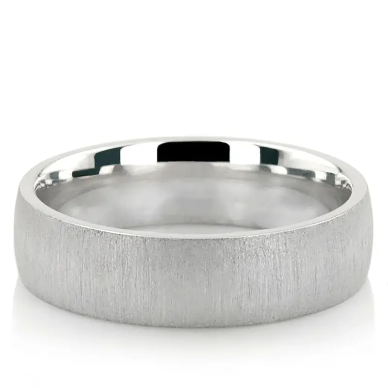 10K white gold 6mm. cross satin Cross-Satin-Plain-Wedding-Ring - alternate view 2