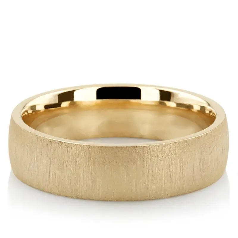 10K yellow gold 6mm. cross satin Cross-Satin-Plain-Wedding-Ring - main view