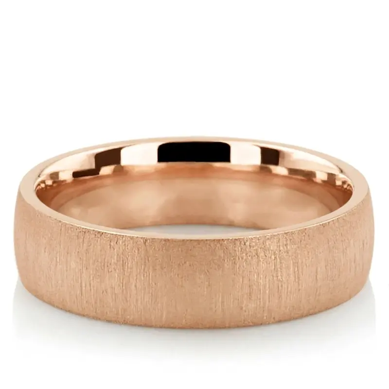 10K pink gold 6mm. cross satin Cross-Satin-Plain-Wedding-Ring - alternate view 3