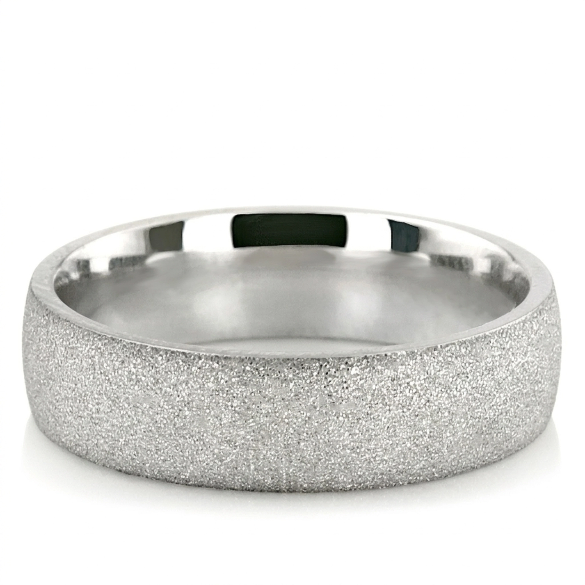 10K white gold 6mm. stone finish Stone-Finish-Plain-Wedding-Band - alternate view 3