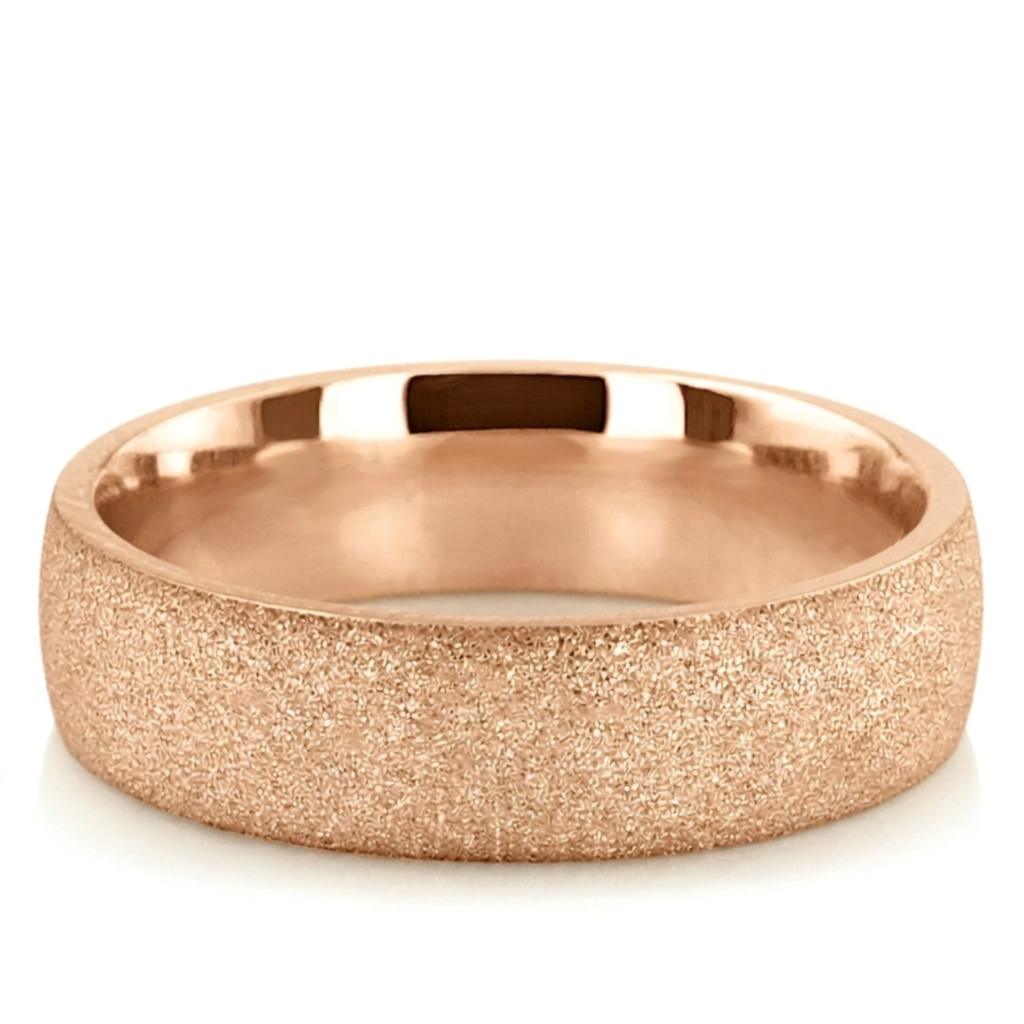 10K pink gold 6mm. stone finish Stone-Finish-Plain-Wedding-Band - alternate view 2
