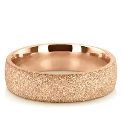 10K pink gold 6mm. stone finish Stone-Finish-Plain-Wedding-Band - alternate view 2 thumbnail
