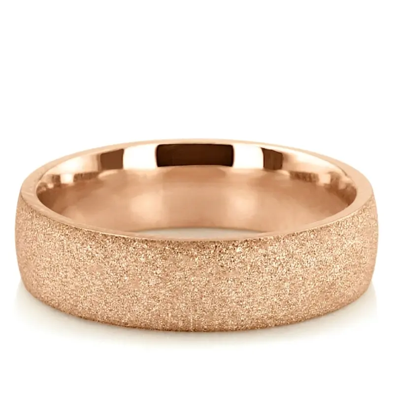 14K pink gold 6mm. stone finish Stone-Finish-Plain-Wedding-Band - alternate view 3