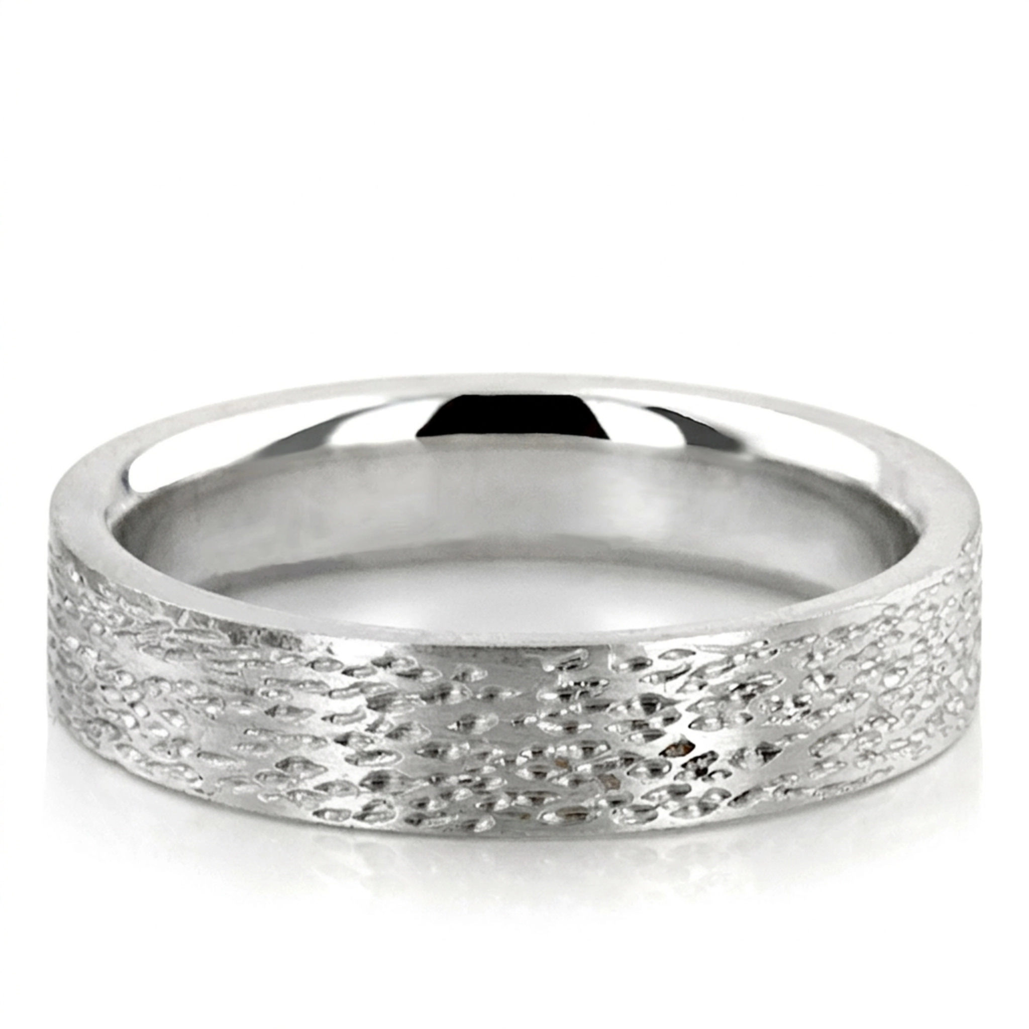 10K white gold 5mm. same as picture Rough-Finish-Plain-Wedding-Ring - alternate view 2
