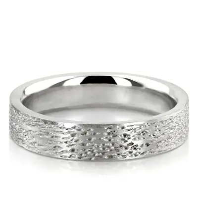 10K white gold 5mm. same as picture Rough-Finish-Plain-Wedding-Ring - alternate view 2 thumbnail