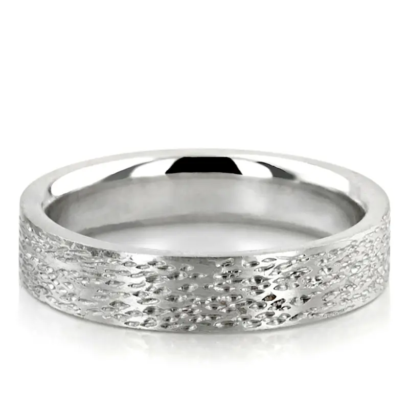 14K white gold 5mm. same as picture Rough-Finish-Plain-Wedding-Ring - alternate view 2