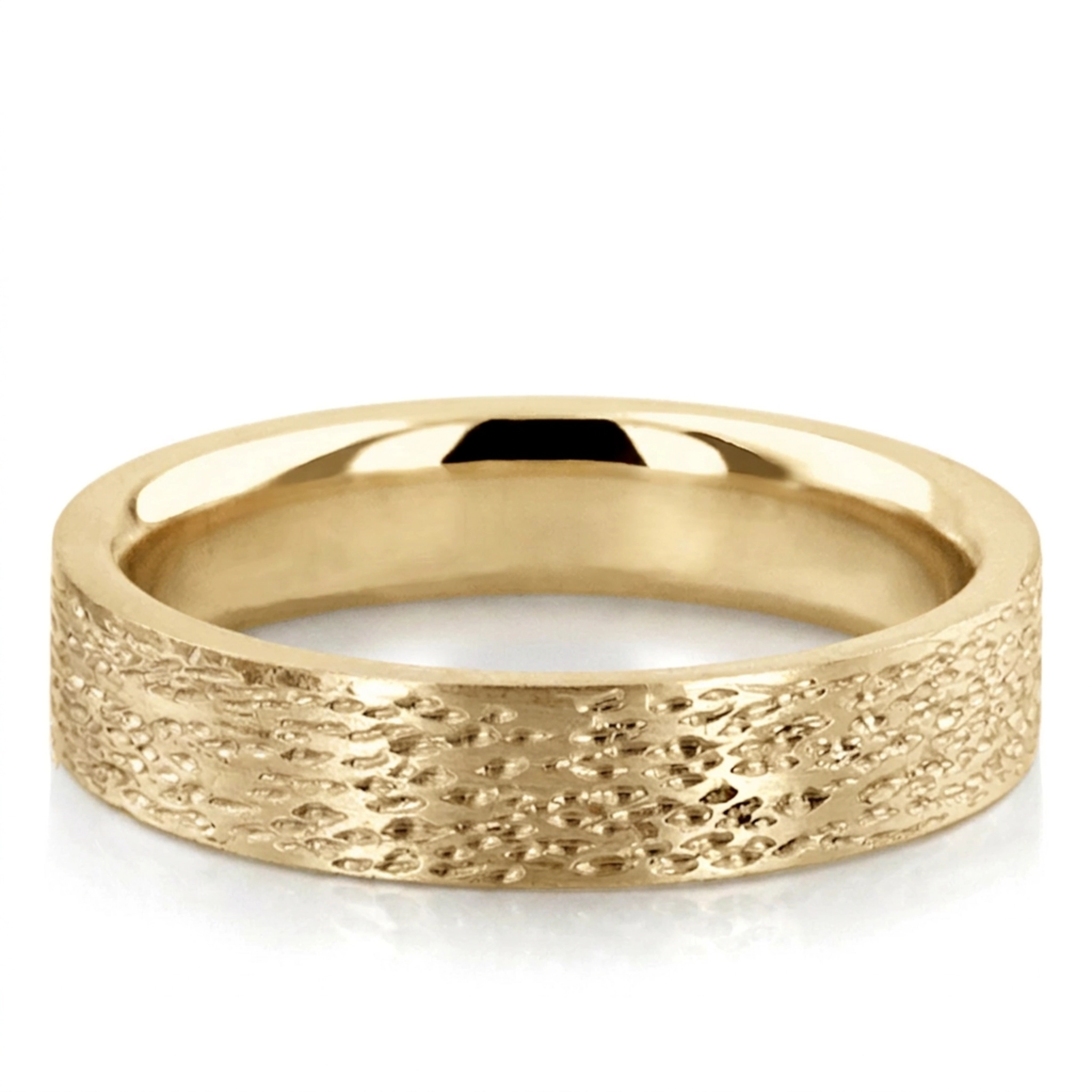 10K yellow gold 5mm. same as picture Rough-Finish-Plain-Wedding-Ring - main view