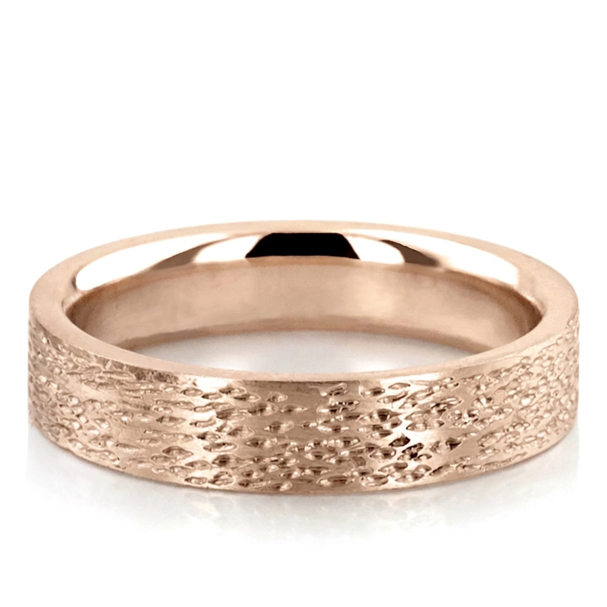 10K pink gold 5mm. same as picture Rough-Finish-Plain-Wedding-Ring - alternate view 3