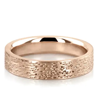 10K pink gold 5mm. same as picture Rough-Finish-Plain-Wedding-Ring - alternate view 3 thumbnail