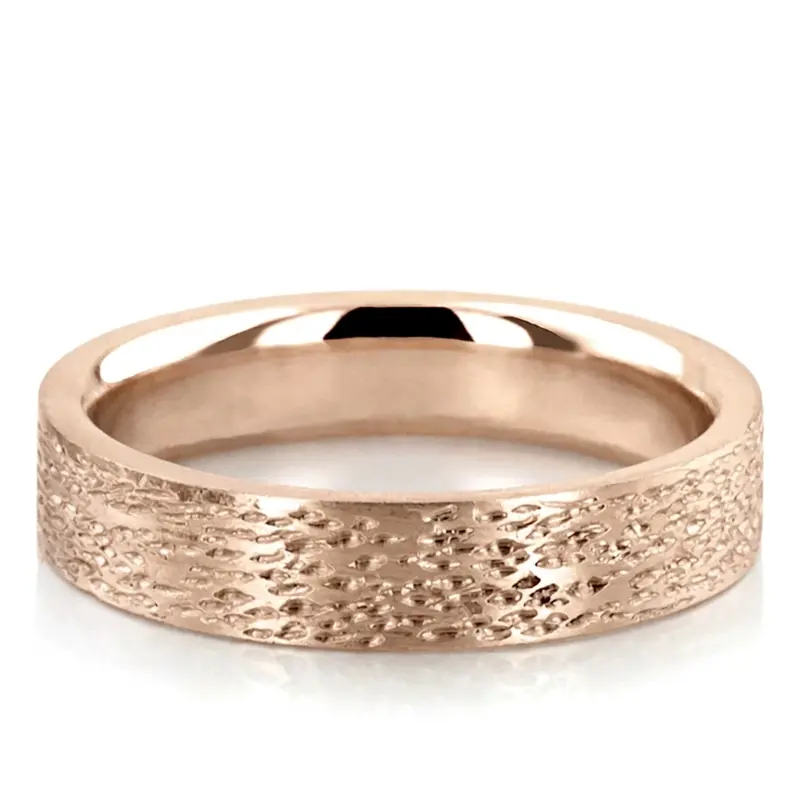 14K pink gold 5mm. same as picture Rough-Finish-Plain-Wedding-Ring - alternate view 3
