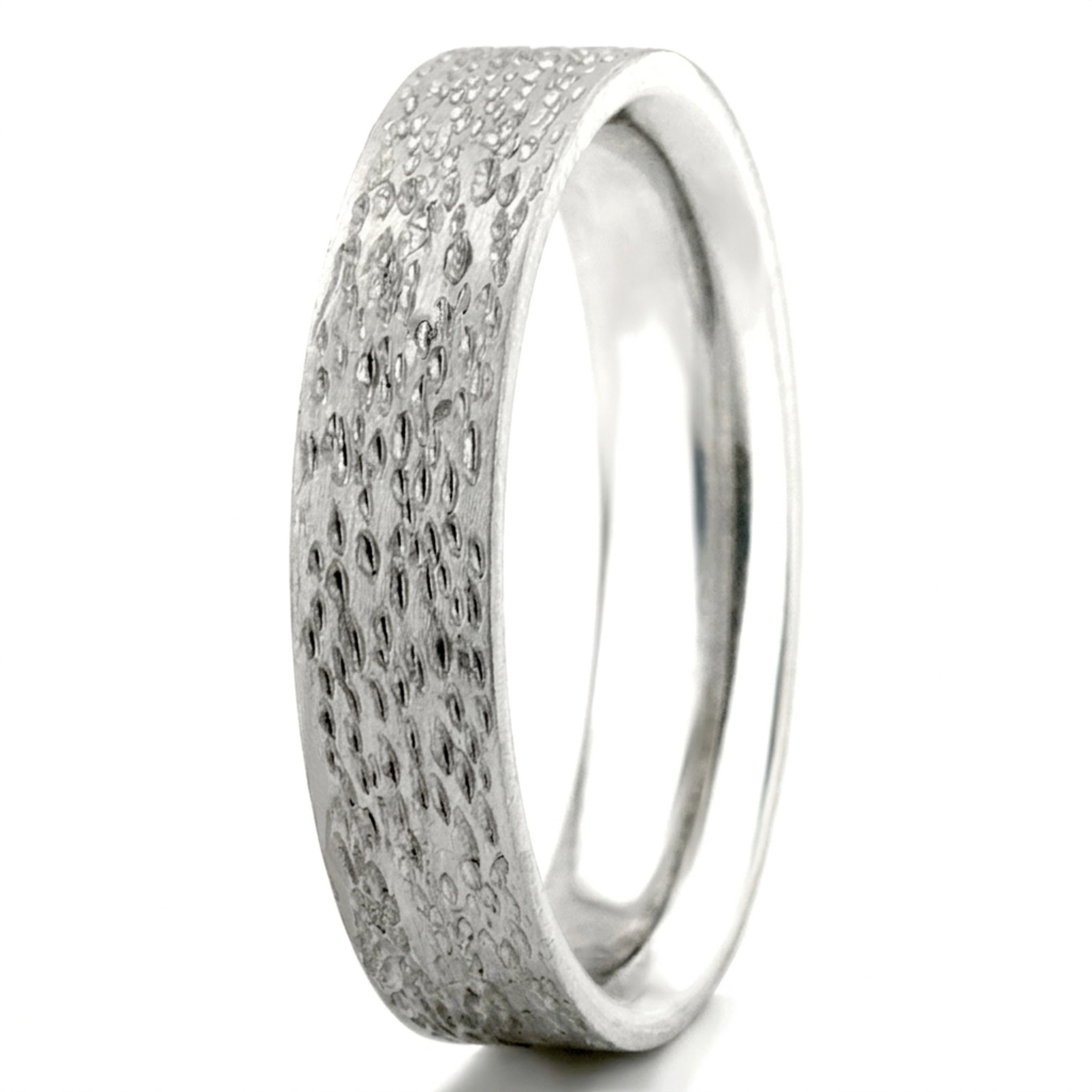 10K white gold 5mm. same as picture Rough-Finish-Plain-Wedding-Ring - alternate view 4