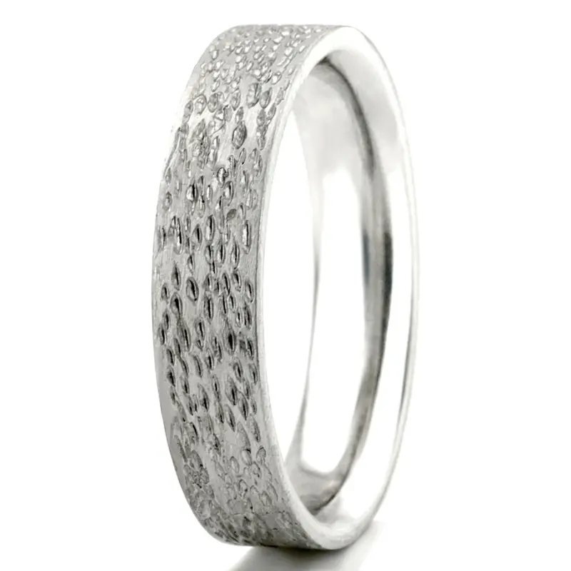 14K white gold 5mm. same as picture Rough-Finish-Plain-Wedding-Ring - alternate view 4