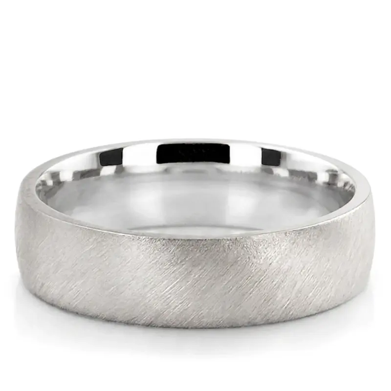 14K white gold 6mm. same as picture Angle-Satin-Plain-Wedding-Band - main view