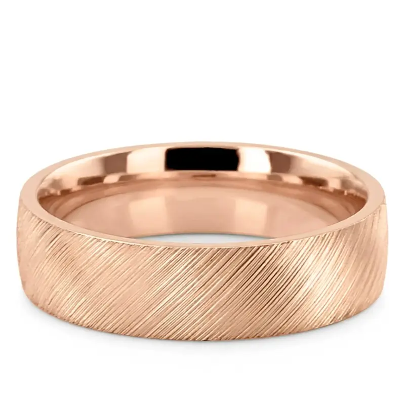 14K pink gold 6mm. same as picture Angle-Carbide-Plain-Wedding-Ring - alternate view 3