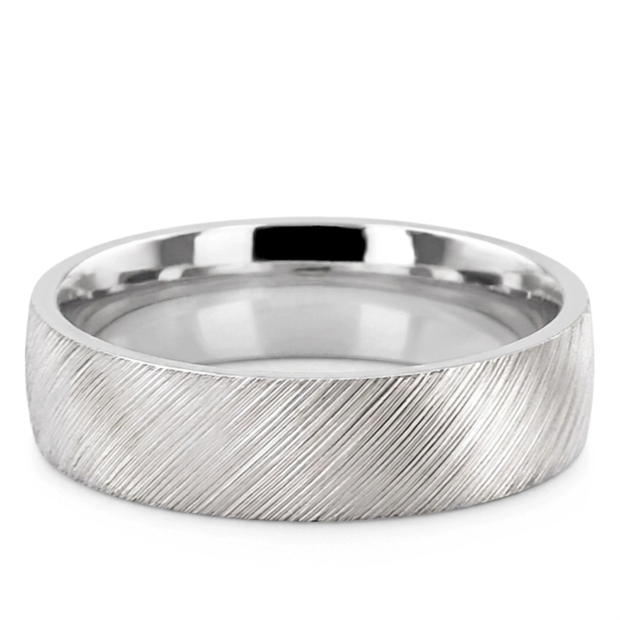 10K white gold 6mm. same as picture Angle-Carbide-Plain-Wedding-Ring - main view