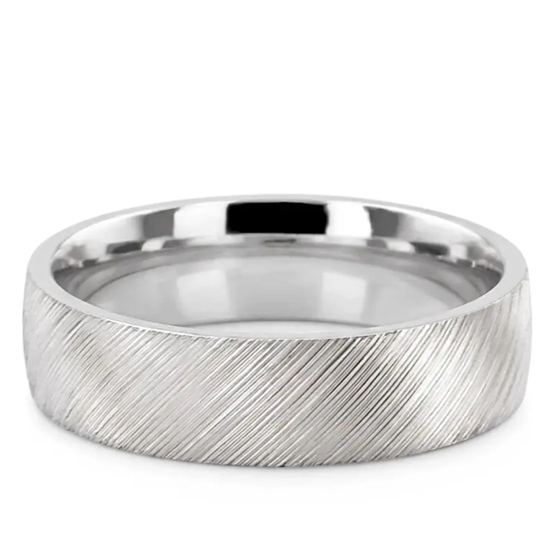 14K white gold 6mm. same as picture Angle-Carbide-Plain-Wedding-Ring - main view